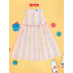 YU by Pantaloons Girls Striped Printed Round Neck Cotton A-Line Dress-picture-28
