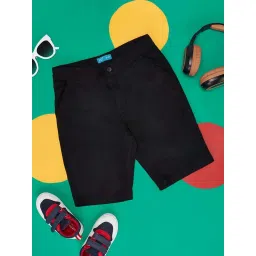 YU by Pantaloons Kids Black Cotton Regular Fit Shorts image 1