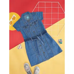 YU by Pantaloons Kids Blue Cotton Dress-picture-31