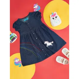 YU by Pantaloons Kids Blue Cotton Printed Dress-picture-29