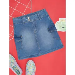 YU by Pantaloons Kids Blue Cotton Regular Fit Skirt-picture-36