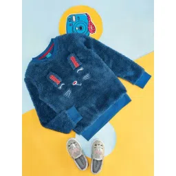 YU by Pantaloons Kids Blue Embroidered Full Sleeves Sweater-picture-23