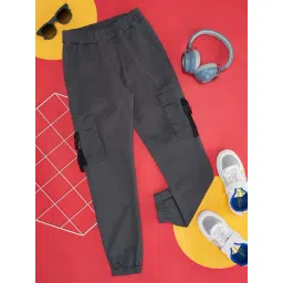 YU by Pantaloons Kids Charcoal Black Regular Fit Joggers-picture-39