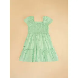 YU by Pantaloons Kids Green Cotton Flared Fit Dress image 4