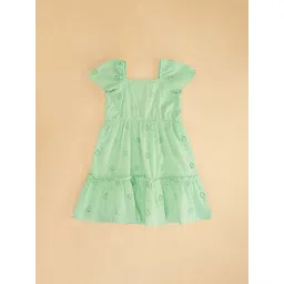 YU by Pantaloons Kids Green Cotton Flared Fit Dress image 3