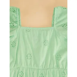 YU by Pantaloons Kids Green Cotton Flared Fit Dress image 2