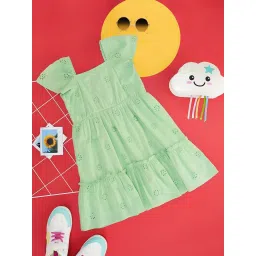 YU by Pantaloons Kids Green Cotton Flared Fit Dress image 1