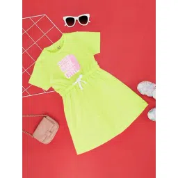 YU by Pantaloons Kids Lime Green Cotton Printed Dress-picture-19