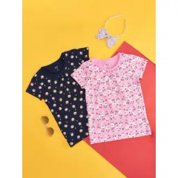 YU by Pantaloons Kids Pink & Black Cotton Printed T-Shirt (Pack of 2)-picture-23
