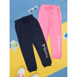 YU by Pantaloons Kids Pink & Navy Printed Trackpants-picture-38