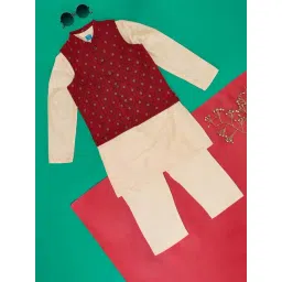 YU by Pantaloons Kids Red & Cream Printed Full Sleeves Kurta Set-picture-42