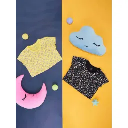 YU by Pantaloons Kids Yellow & Black Cotton Printed T-Shirt (Pack of 2)-picture-24