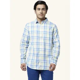 YU by Pantaloons Light Yellow Cotton Slim Fit Checks Shirt-picture-22