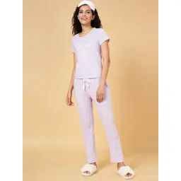 YU by Pantaloons Lilac Cotton Graphic Print Top Pyjama Set-picture-17