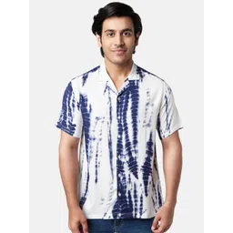 YU by Pantaloons Men Blue & White Slim Fit Printed Casual Shirt-picture-27