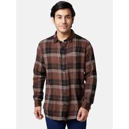 YU by Pantaloons Men Brown Slim Fit Tartan Checks Opaque Checked Casual Shirt-picture-20