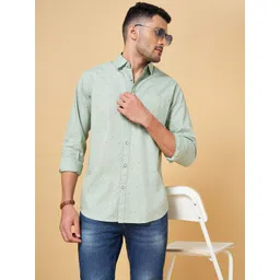 YU by Pantaloons Men Green Cotton Slim Fit Printed Casual Shirt-picture-12