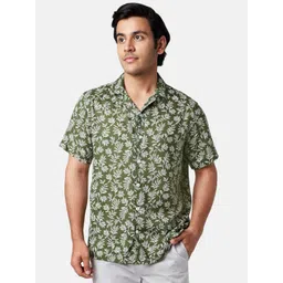 YU by Pantaloons Men Olive Green Slim Fit Printed Casual Shirt-picture-40