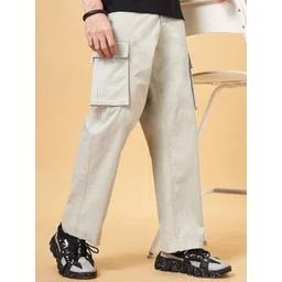 YU by Pantaloons Men Straight Fit Pure Cotton Cargo Trousers-picture-18