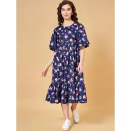 YU by Pantaloons Navy Floral Print A-Line Dress-picture-22