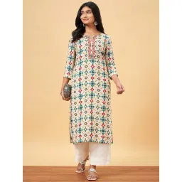 YU by Pantaloons Off-White Printed Straight Kurta-picture-36