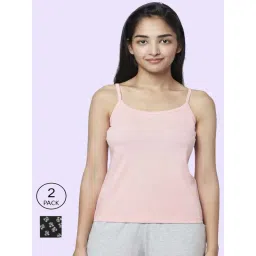 YU by Pantaloons Pink & Black Cotton Printed Camisoles - Pack Of 2-picture-13