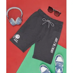 YU by Pantaloons Placement Typography Printed Elasticated Shorts - Dark Grey-picture-26