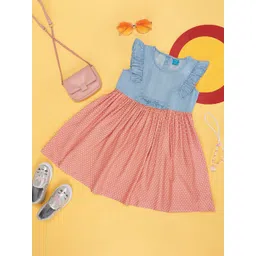 YU by Pantaloons Polka Dots Printed Flutter Sleeves Cotton Fit & Flare Dress-picture-32