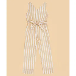 YU by Pantaloons Rayon Sleeveless Striped Jumpsuit - Beige image 5
