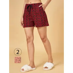 YU by Pantaloons Red & Peach Cotton Printed Shorts - Pack Of 2-picture-38