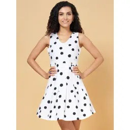 YU by Pantaloons White & Black Polka Dots A-Line Dress-picture-21