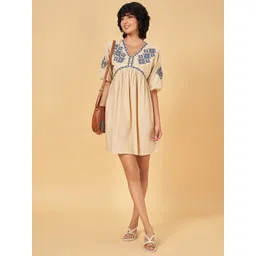 YU by Pantaloons Women Ethnic Motifs Embroidered Empire Cotton Dress-picture-30