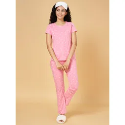 YU by Pantaloons Women Pink & White Printed Night suit-picture-44