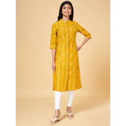 YU by Pantaloons Women Striped Thread Work A-Line Kurta-picture-25