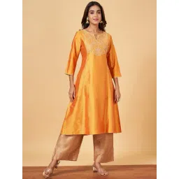 YU by Pantaloons Yellow Embroidered Anarkali Kurta-picture-38