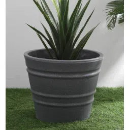 yuccabe italia Grey Polymer Round Shaped Smal Planter image 1