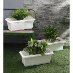 yuccabe italia Tray Shaped White Plastic Floor Planter-picture-29