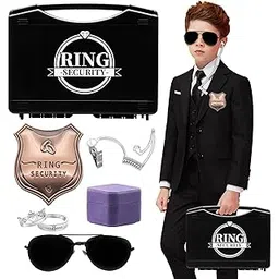 yuchew Ring Bearer Security Box Gifts Ring Security Wedding Set Accessory, Include Acoustic Earpiece Tube, Sunglass, Badge, Wedding Rings Box with 2 Rings-picture-20