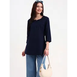 Yufta Floral Embroidered Thread Work Pure Cotton Straight Kurti-picture-16