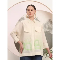 Yufta White Pure Cotton Embroidered Shirt-picture-18