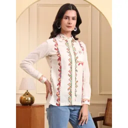 Yufta White Thread Work Long Sleeves Shirt-picture-38