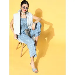 Yufta Women Blue Printed Ethnic Jumpsuit-image-25