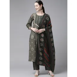 Yufta Women Ethnic Motifs Printed Sequinned Kurta Set-image-7