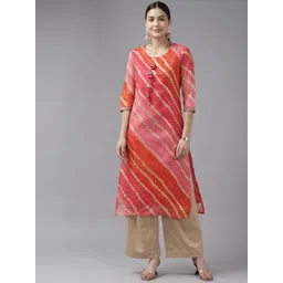Yufta Women Leheriya Printed Straight Kurta-image-30