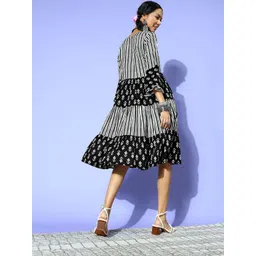 Yufta Women Stunning Black Ethnic Motifs Indie Gal Dress image 4