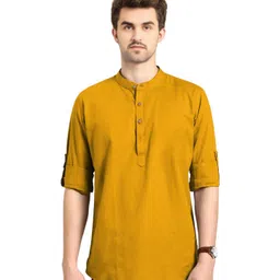 Yugnik Mandarin Collar Roll-Up Sleeves Short Kurta-picture-33