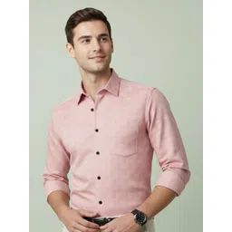 Yugnik Men Smart Slim Fit Textured Spread Collar Cotton Formal Shirt-picture-33