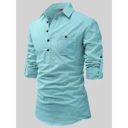 yugnik Men Solid Pure Cotton A-line Kurta-picture-25