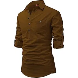 yugnik Men's Cotton Slim Fit Full Sleeve Spread Collar Short Kurta with Beautiful Design | Stylish Comfortable Ethnic Kurta for Casual Outings, Parties, Festivals, Weddings, Family Functions-picture-37