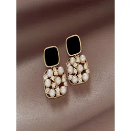 Yugosmile Gold-Plated Crystals Studded Contemporary Drop Earrings-picture-37